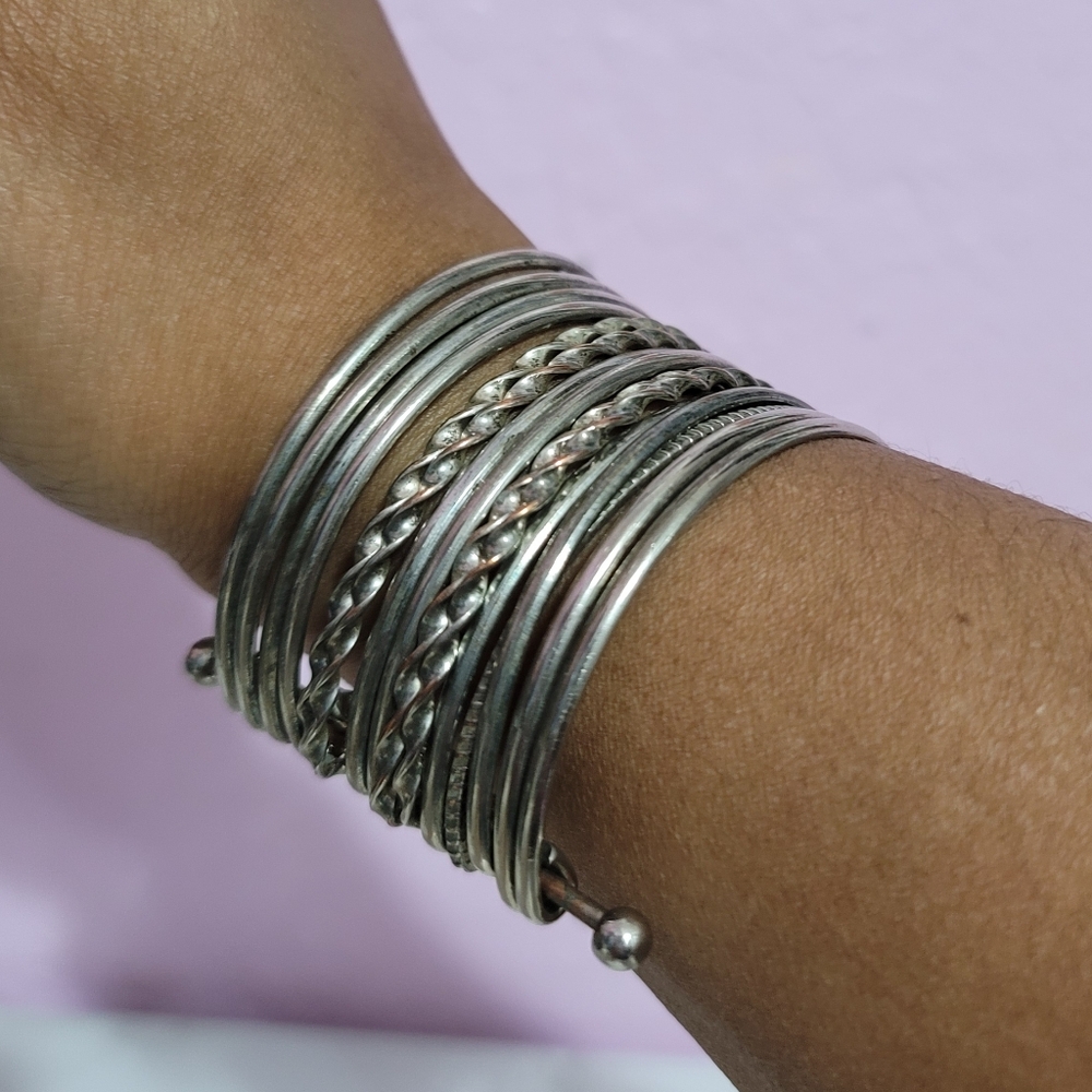 Stackable Plain Hammered & Twisted Rope Design Si… - image 1
